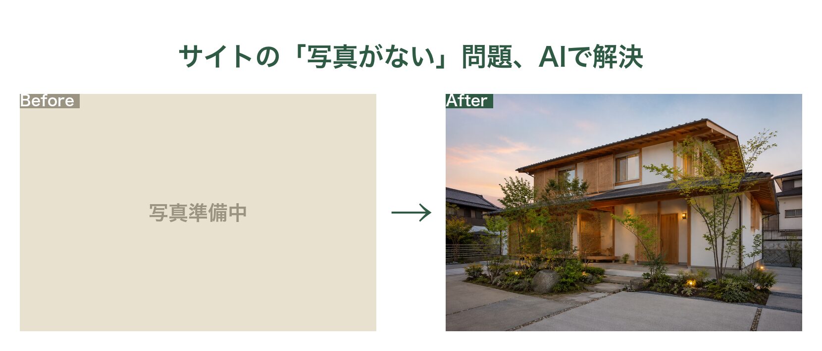 「写真準備中」だった枠が、AI生成の写真に変わったBefore/After