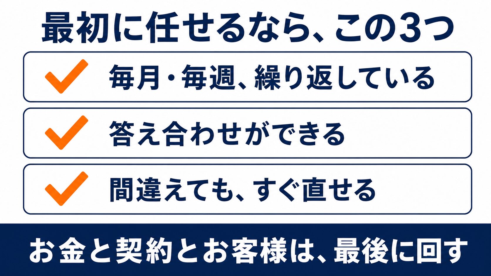 最初に任せる仕事の3条件の図解