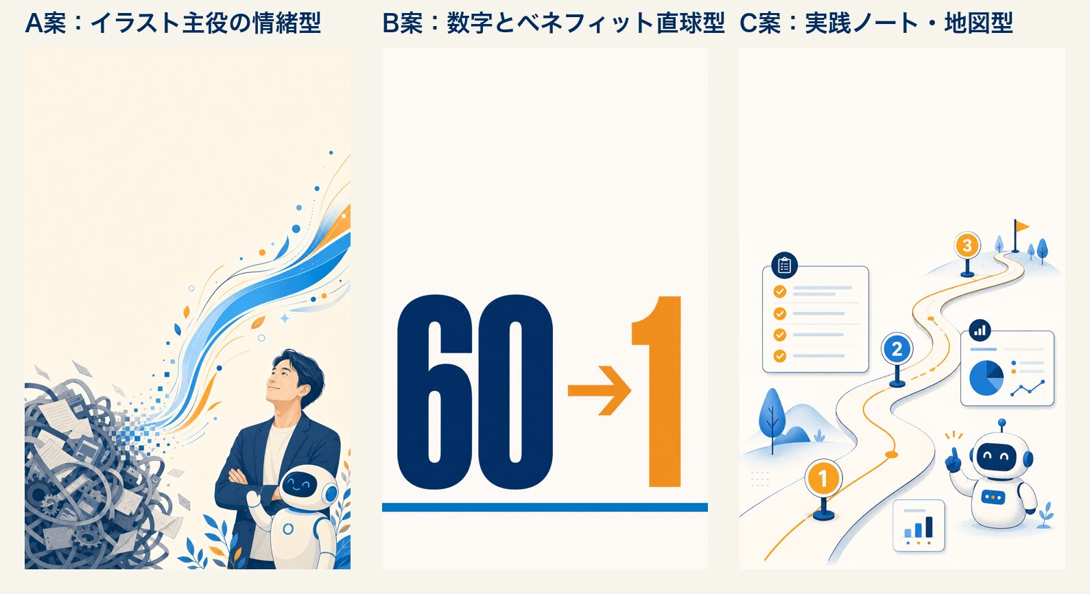 訴求角度の異なる表紙3案