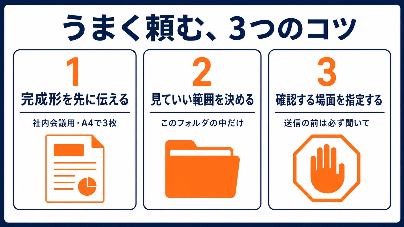 うまく頼むための3つのコツの図解