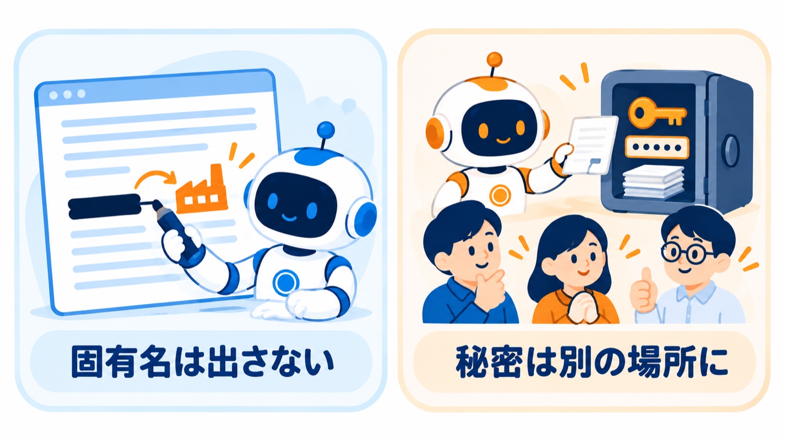 当社のルール2つ。固有名は出さない、秘密は別の場所に置く