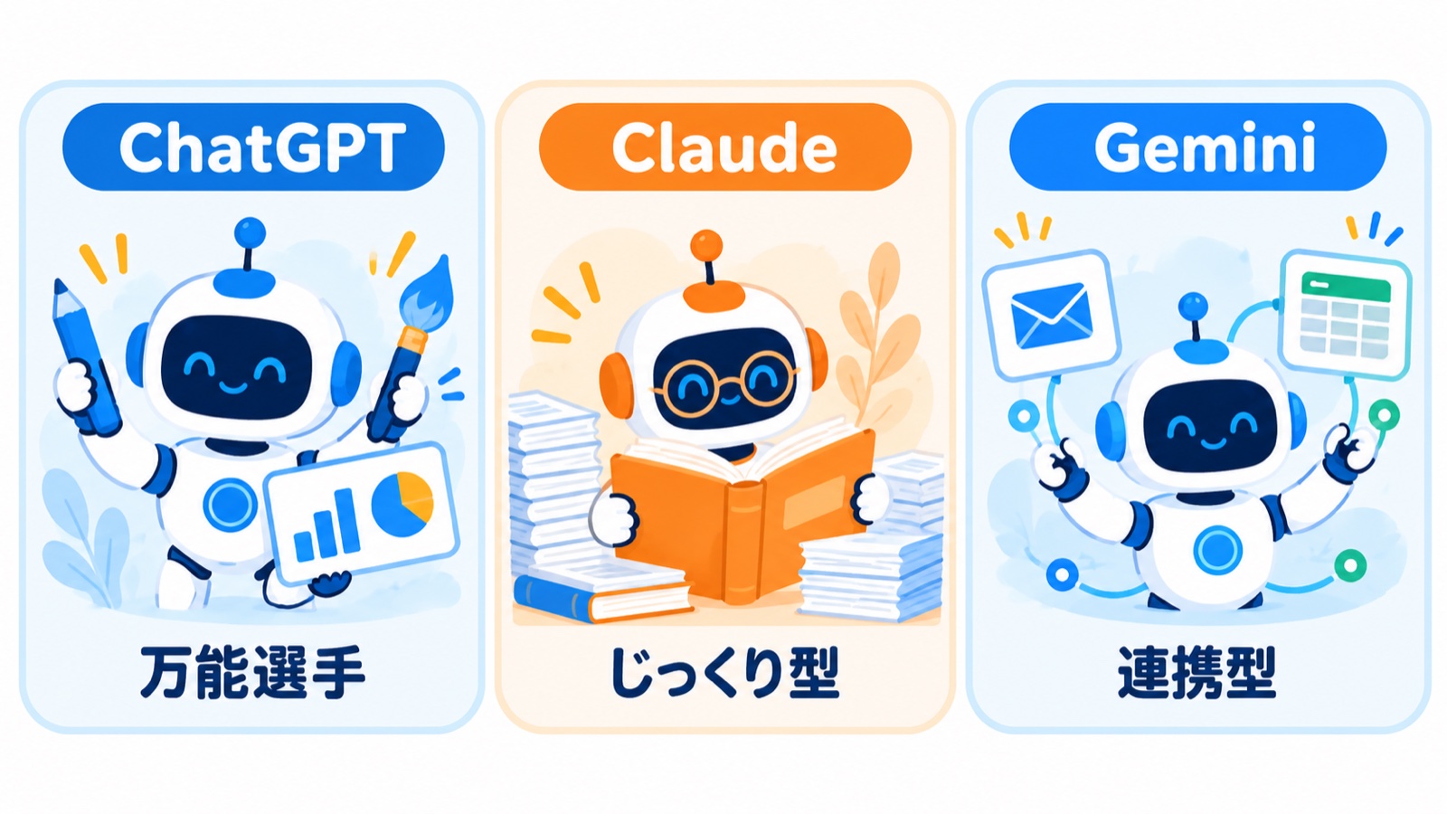 ChatGPTは万能選手、Claudeはじっくり型、Geminiは連携型