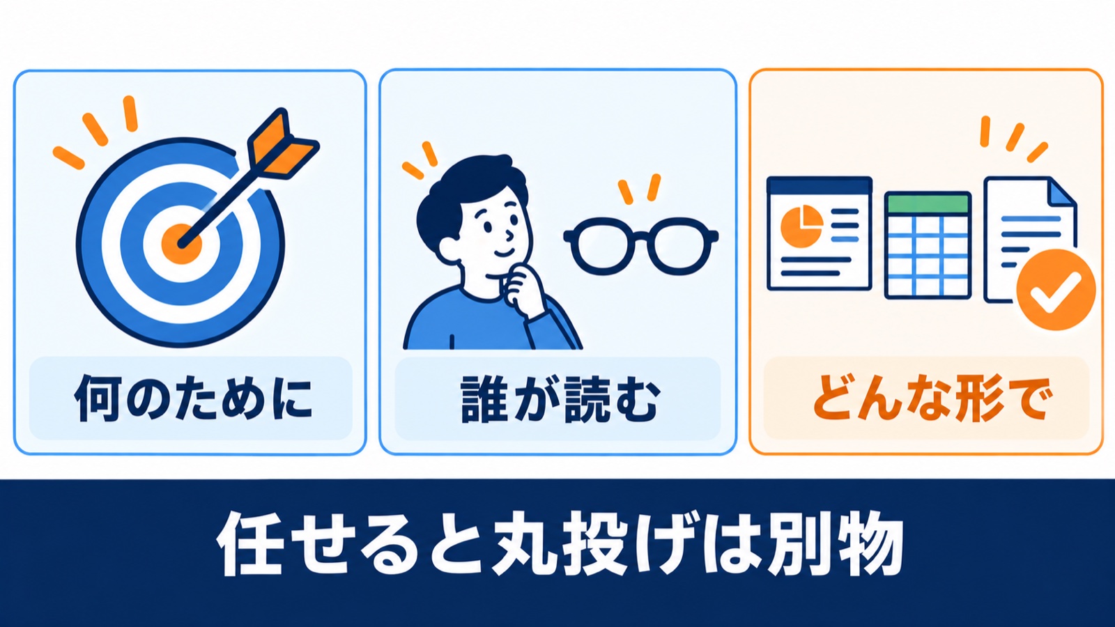 任せる前に決める3つ。何のために、誰が読む、どんな形で