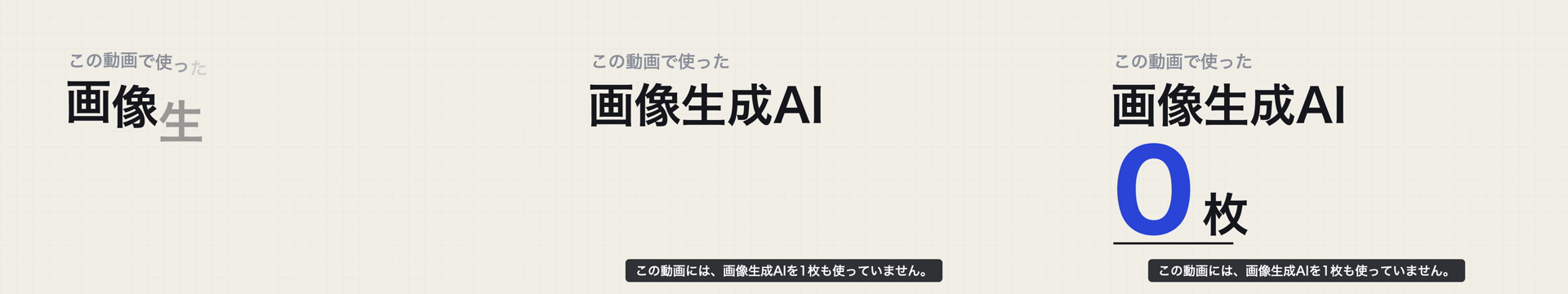 文字が起き上がり、少し間を置いてから大きな0枚が出る冒頭の3コマ