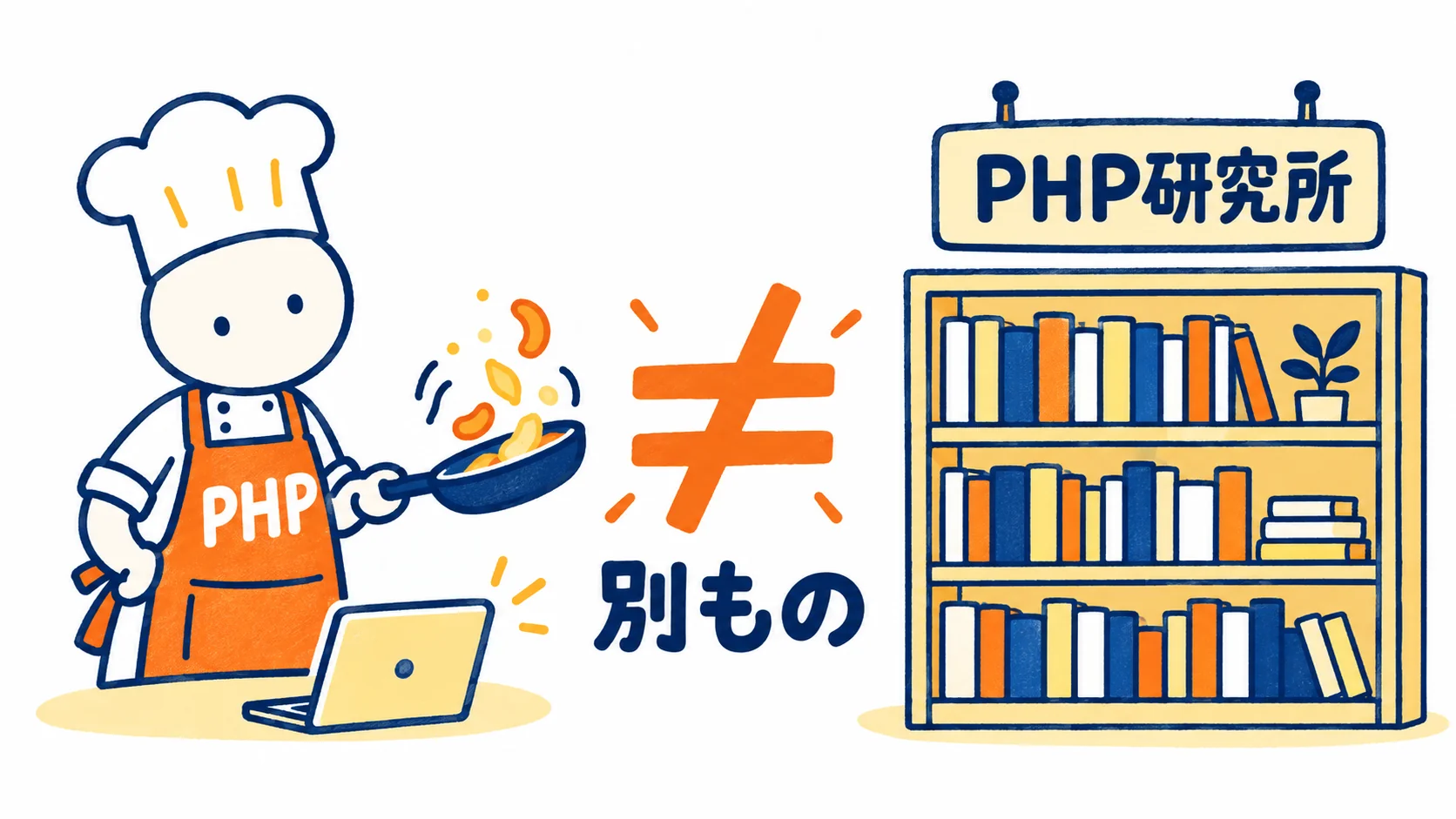プログラムのPHP（ホームページの料理人）と、出版社のPHP研究所は、名前が同じなだけで関係がない